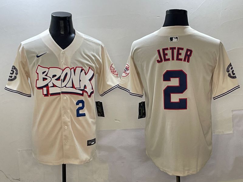 Men New York Yankees #2 Jeter Cream four generations Joint Name 2025 Nike MLB Jersey style 4->detroit tigers->MLB Jersey